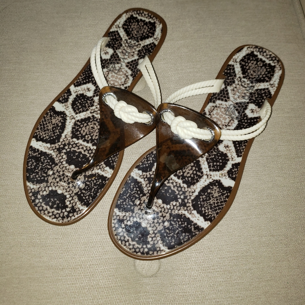Sperry Top Slider Sandals women size 8 worn once excellent snake print